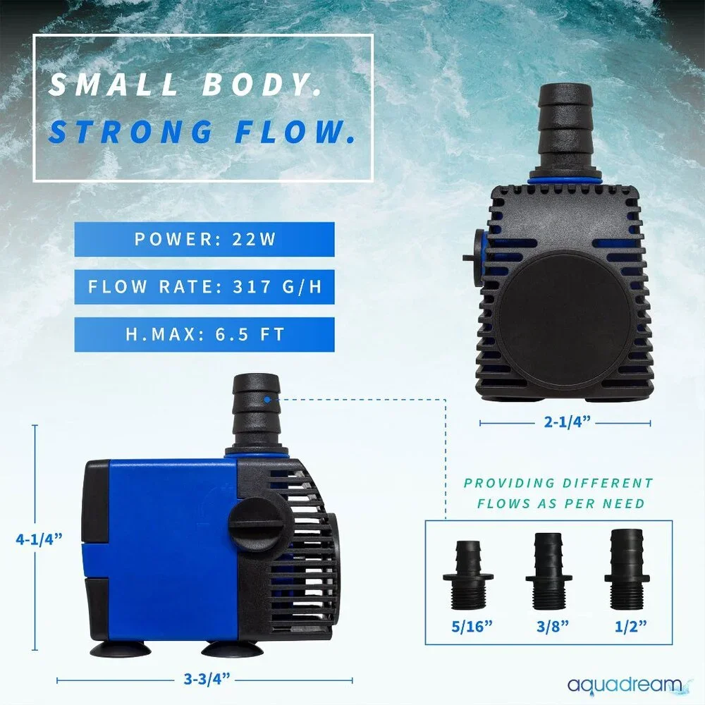 AD 90 GPH Adjustable Submersible Powerhead Water Pump 1pc.